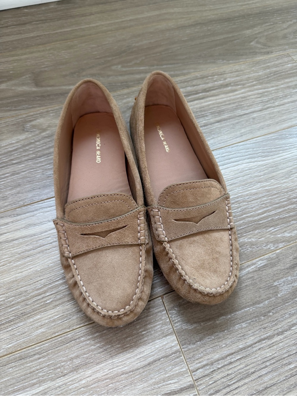 Veronica Beard Jia Penny Loafer Tan Brown Seude Sz 8 EUC